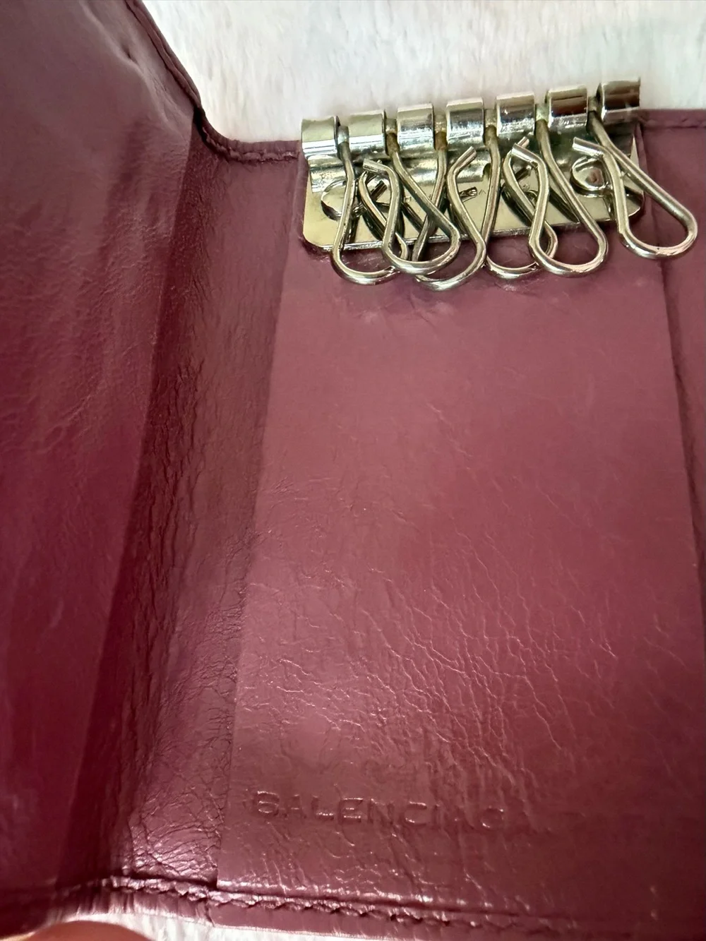 Balenciaga authentic Paris Leather Wallet and Key Case Set Mauve Pink